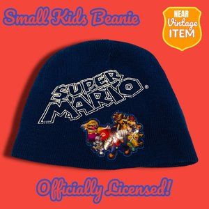 Nintendo Kids Super Mario Bros Blue Beanie Hat. OSFM